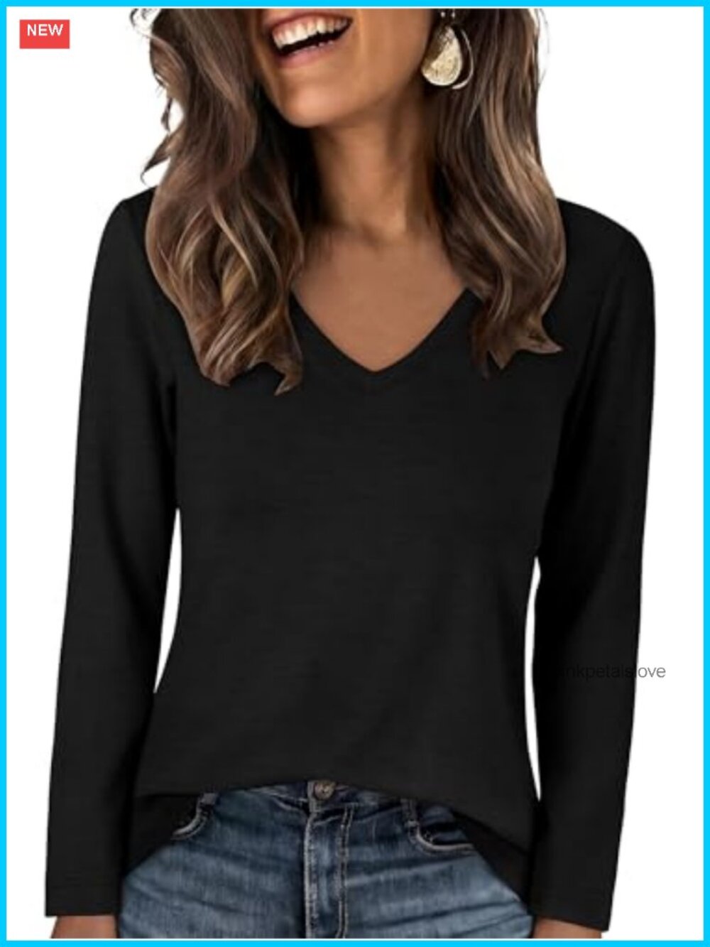 Wrinkle Free V Neck Long Sleeve Top Women's Fall Shirt